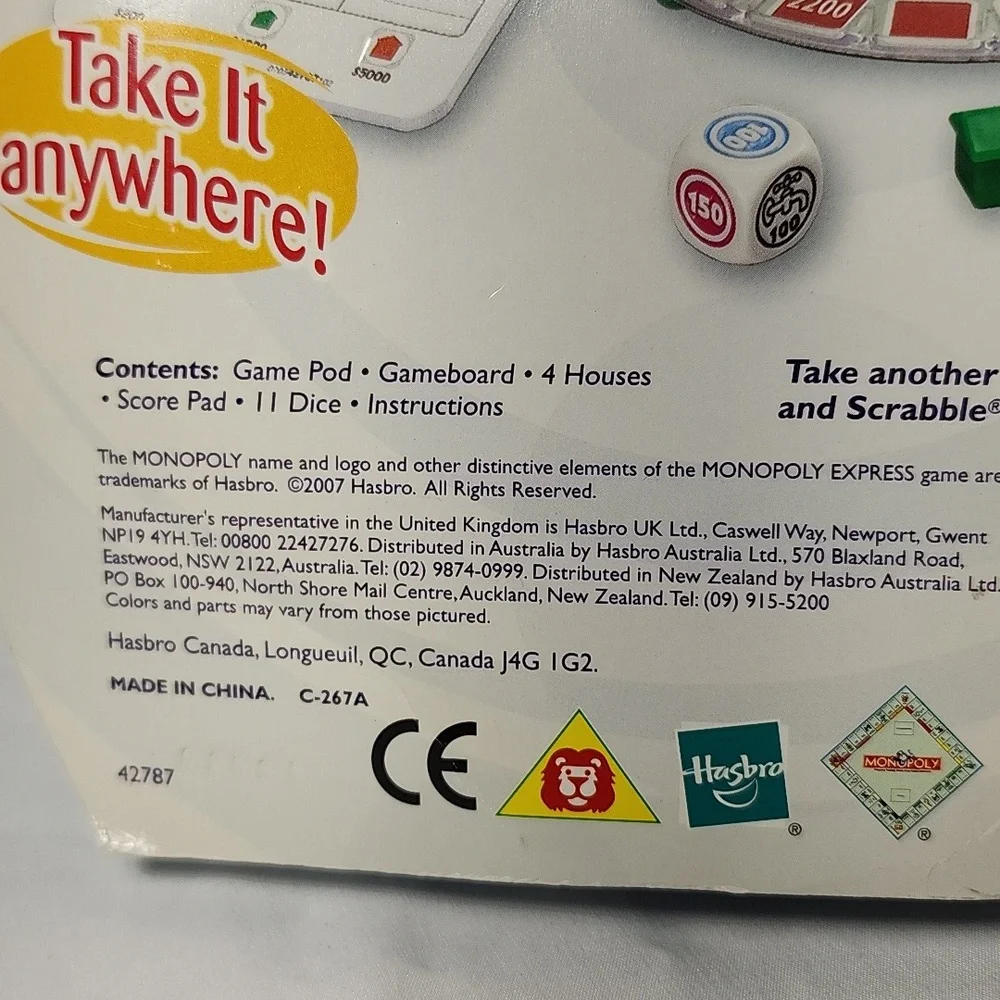 Monopoly Express Parker Brothers Travel‎ Dice Board Game Take A 20 Minute break.
